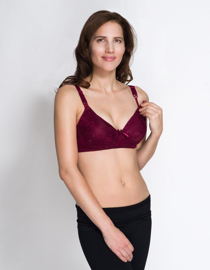 MAMA Lace nursing bra - Dark red - Ladies